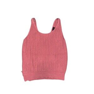Women's Moon & Madison  pink knitted tank top with a v back summer boho vacation
